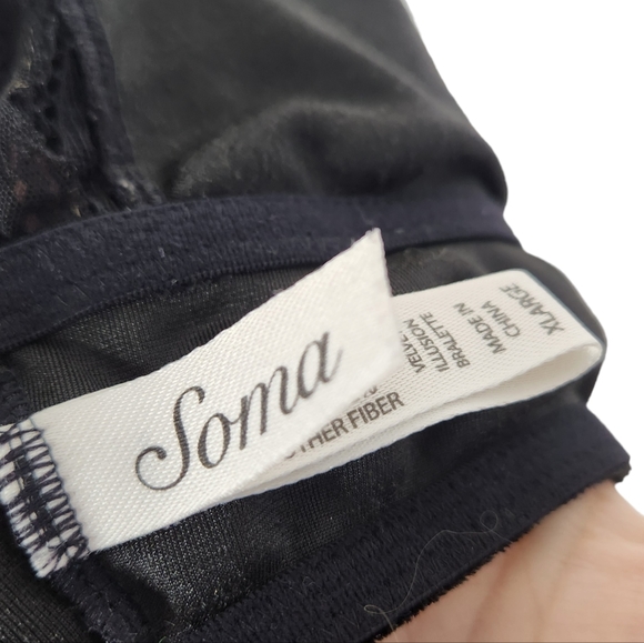 SOMA Bralette Womens Extra Large Black Velvet Illusion Bra Lace Mesh Wireless XL - Picture 8 of 8